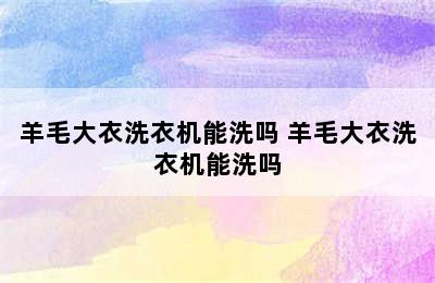 羊毛大衣洗衣机能洗吗 羊毛大衣洗衣机能洗吗